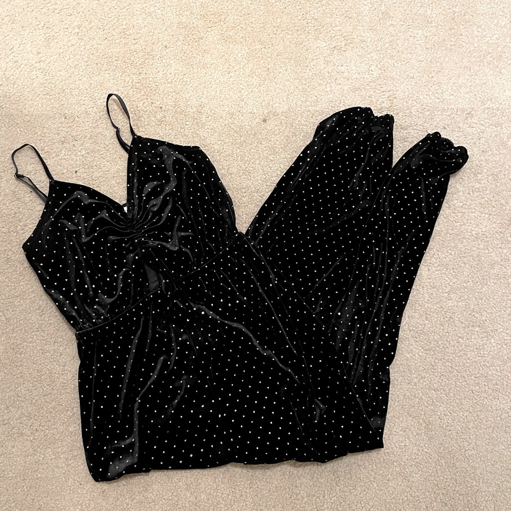 Black Velvet and Gold Polka Dot Jumpsuit